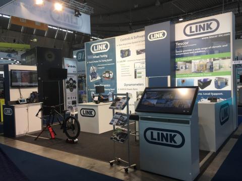 LINK attended testing shows and conferences in Europe, where we highlighted LabLINK software, V-Max, and the LINK DTV measurement system. Our display is shown here.